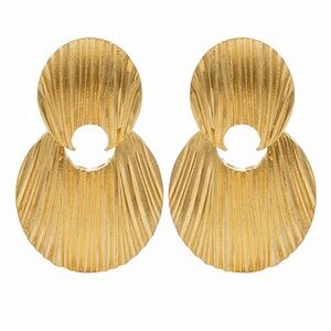 Open Oval Textured Drop Earrings